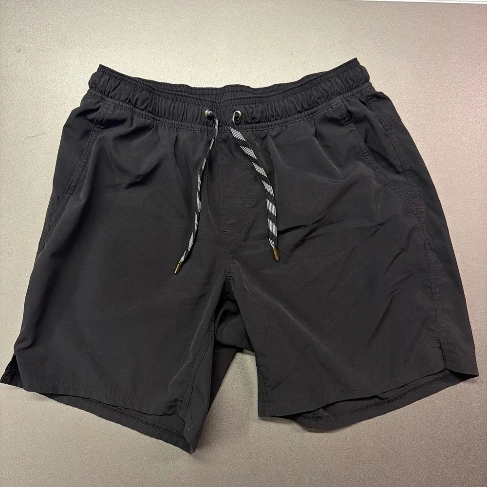 George Black Swim Trunks Men's Size M (32-34) Lined Drawstring Stretch Shorts